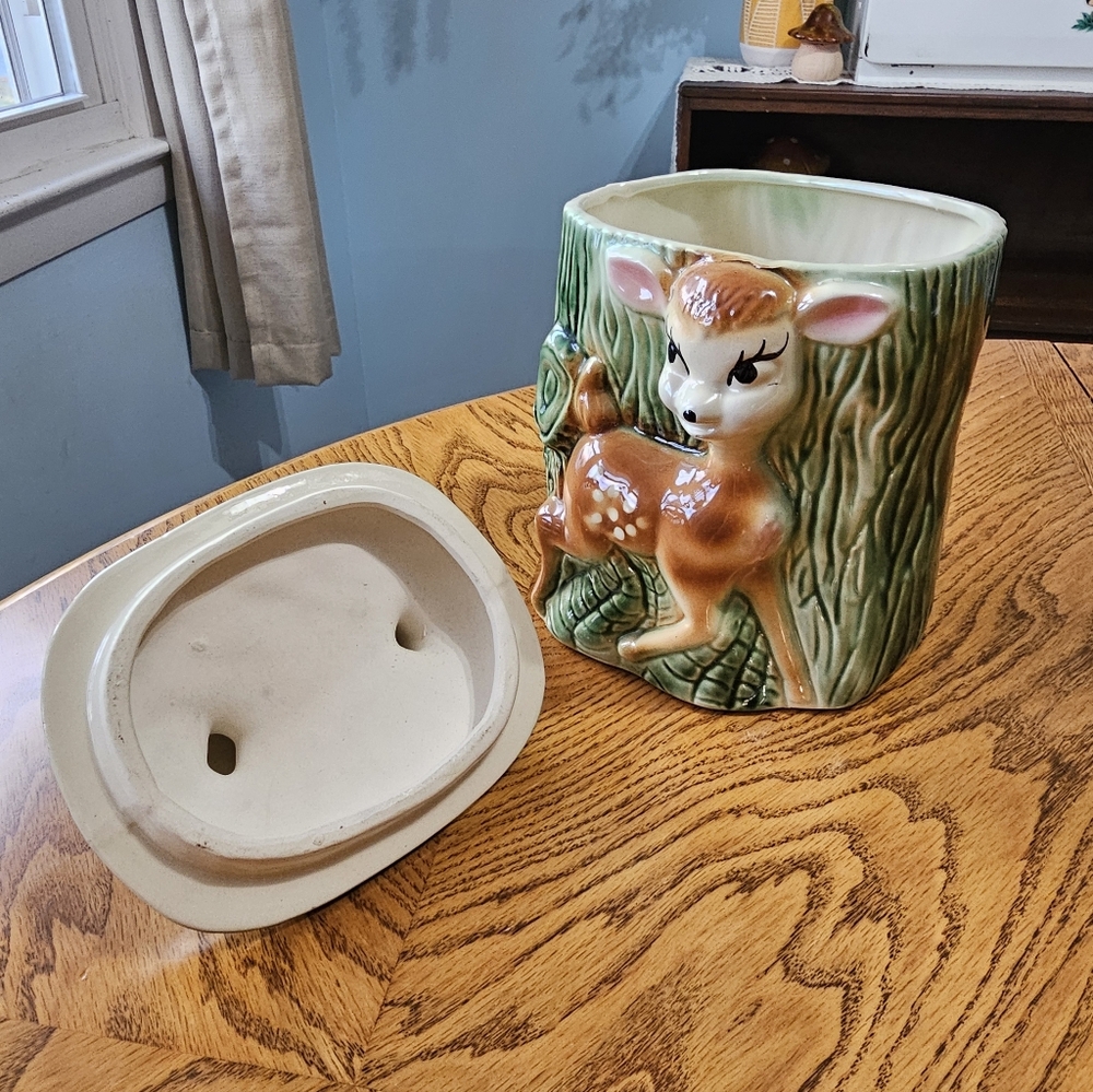 RARE Retro Mark Ungemach Deer Fawn Cookie Jar Canister USA Ceramic Pottery Bambi - Picture 7 of 7